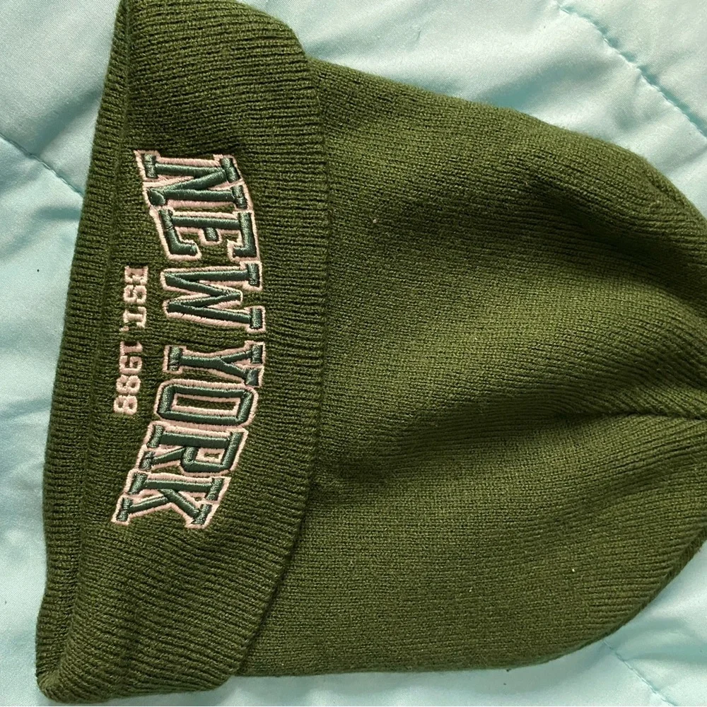 Green New York Beanie - Picture 2 of 3